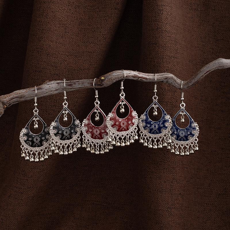 Ethnic Style Earrings Retro Literary And Dignified Ear Hooks Versatile Bohemian Fringed Pendant Earrings Vacation Style