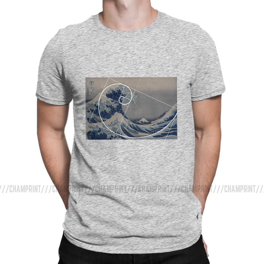 Hokusai Meets Fibonacci Sequence Men S T Shirt Golden Ratio Math T Shirts Technical Geek Vintage