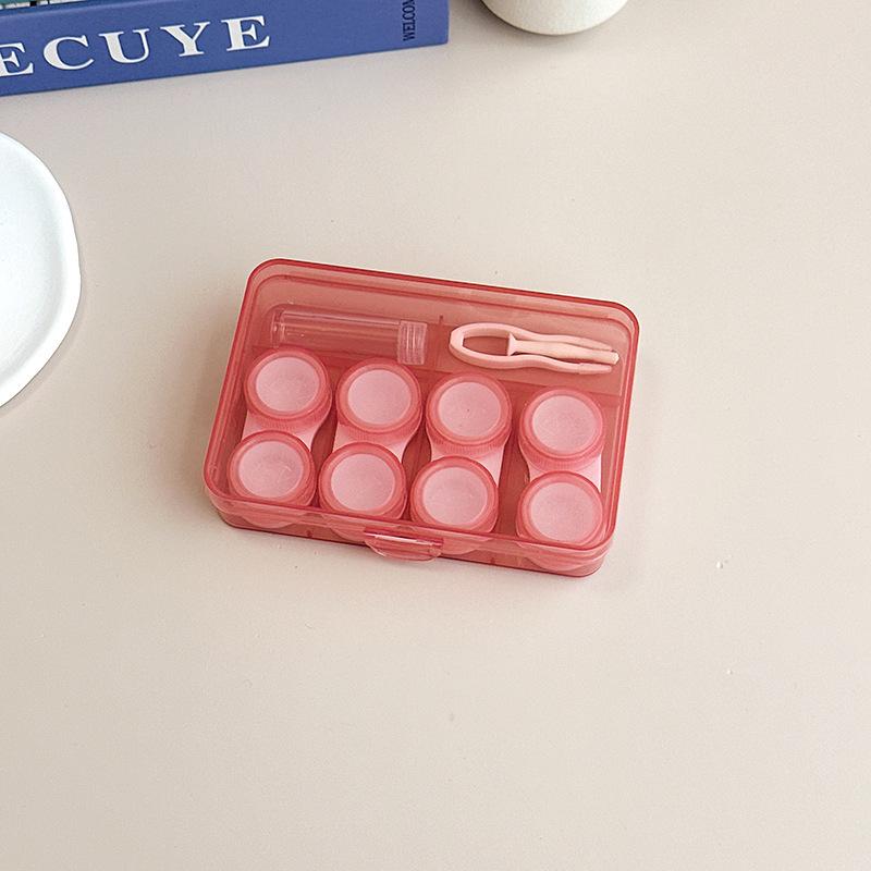 1PC Portable Cute Contact Lense Case Transparent Solid Candy Color Box Four Pairs High-capacity Invisible Care Box Women Men