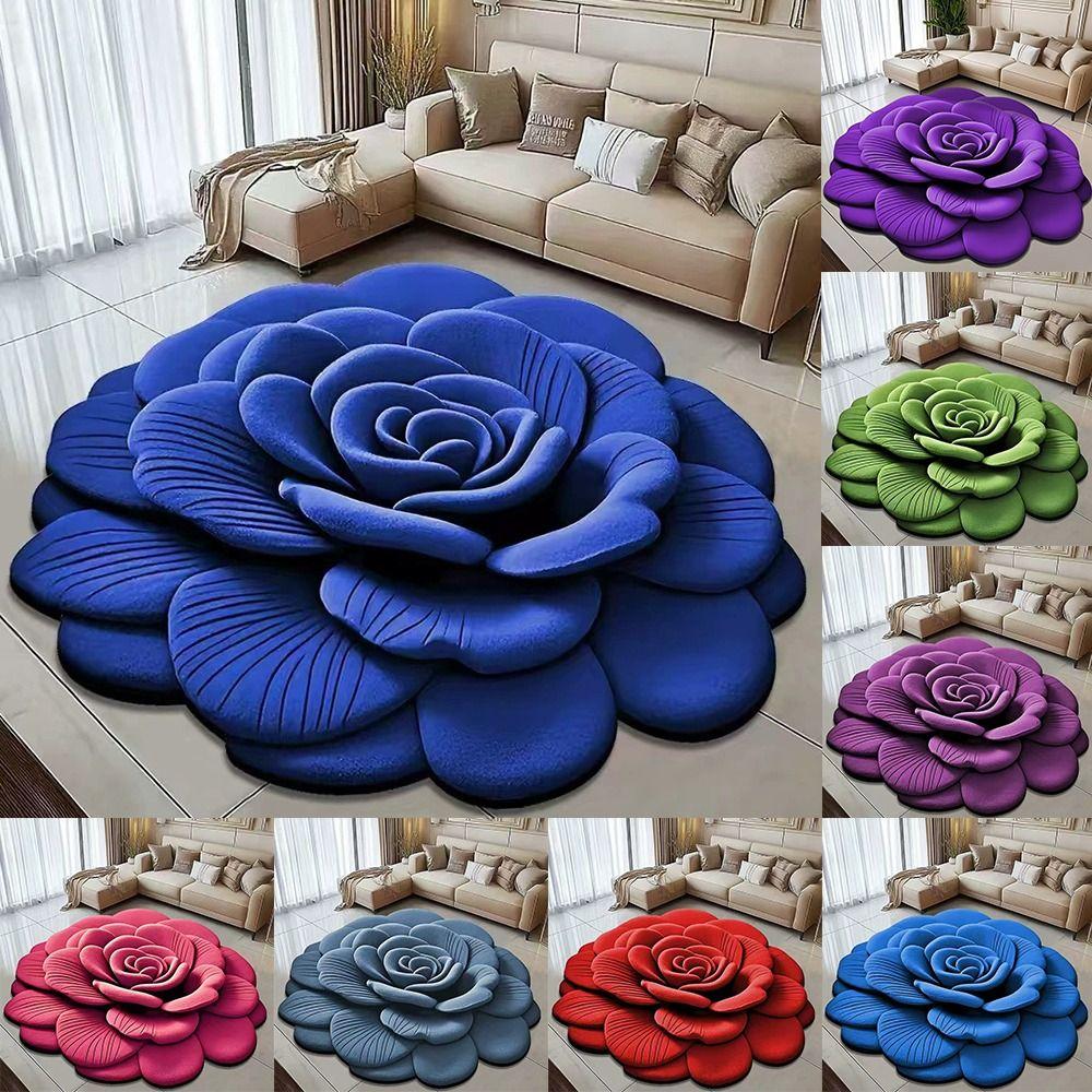 Special-shaped Flower Carpet Non-slip Absorbent Peony Floor Mat 40x40cm/60x60cm Soft Blanket for Living Room Tea Table Bedside