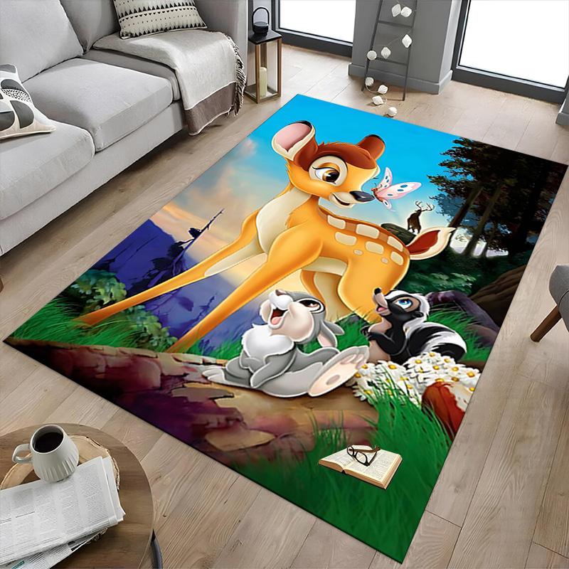1pc Bambis Journey Through Forest Carpet for Playroom Bedroom Living Room Sofa Home Decor,kids Game Area Rug Non-slip Floor Mat Y72932