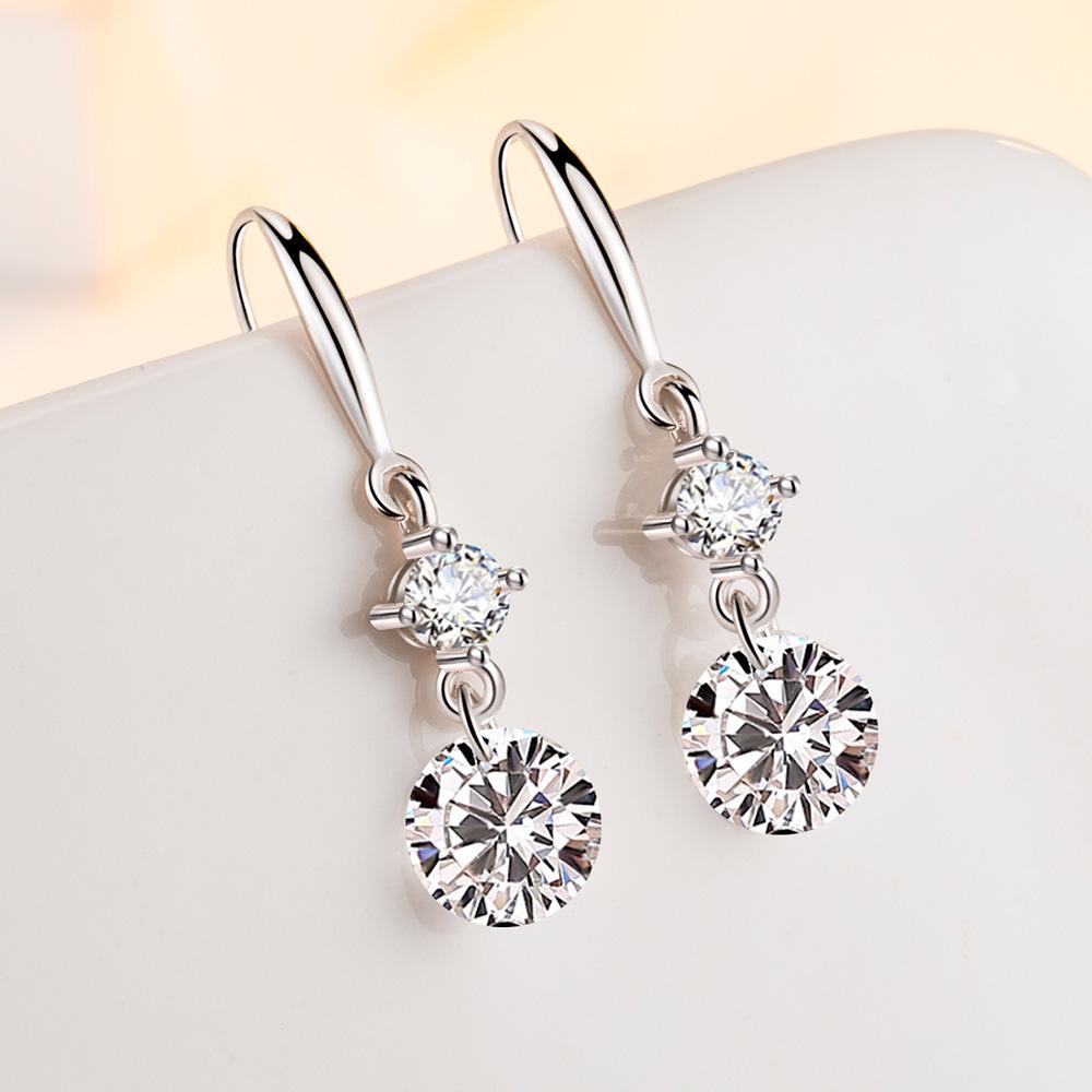 Time Naked Transparent Zircon Mid-length Women's Fashionable and Simple Earrings