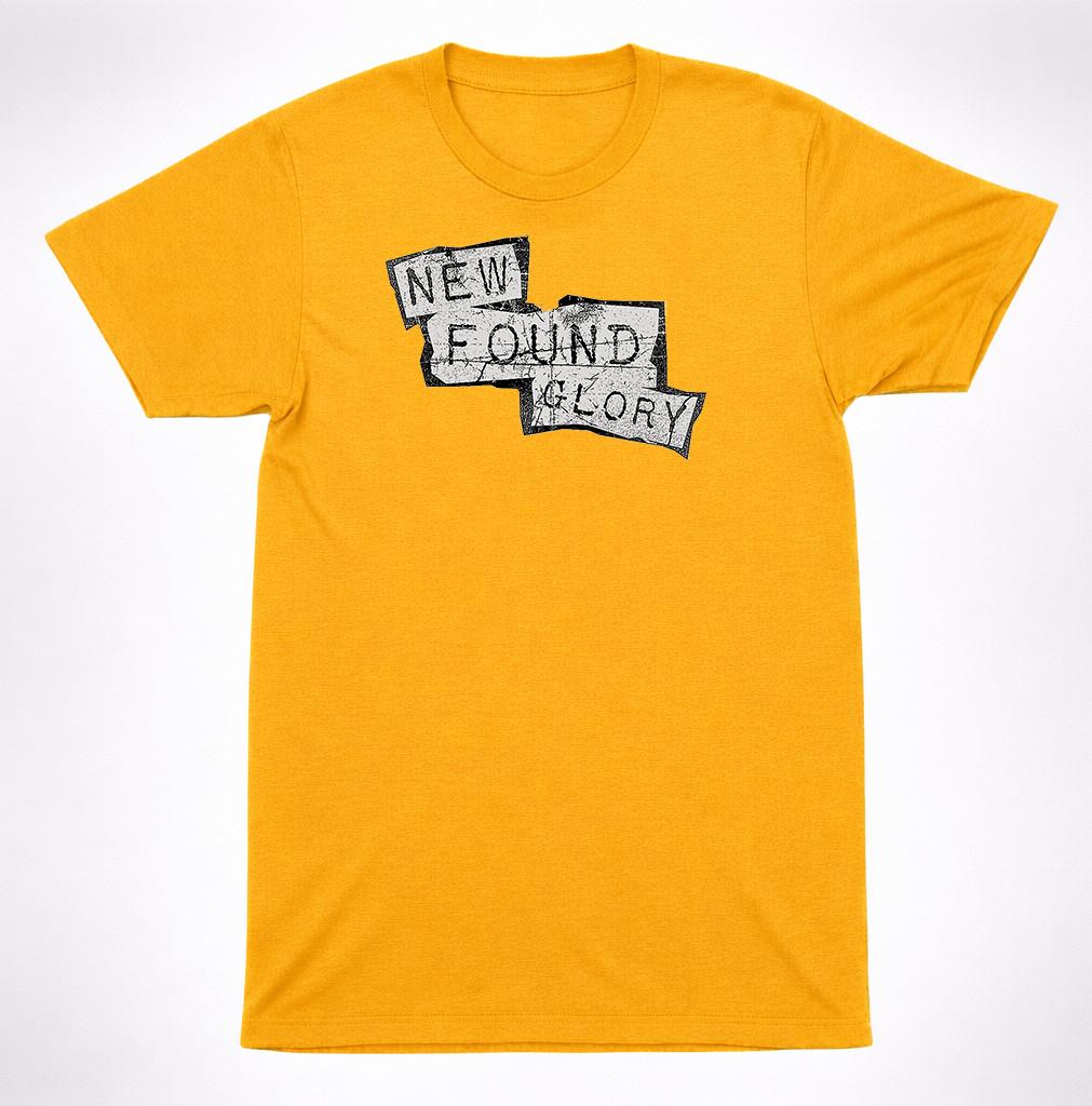 New Found Glory Distressed Stamp Logo Yellow T-Shirt Pop Punk Band Graphic Tee S разноцветный