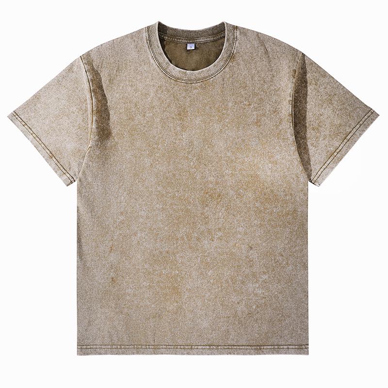 230g Tie-Dye Washed & Distressed European Crew Neck Drop Shoulder T-Shirt