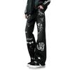 Mens Jeans Streetwear Vibes Slim Fit Loose Straight Leg Graffiti Fashion Denim Pants
