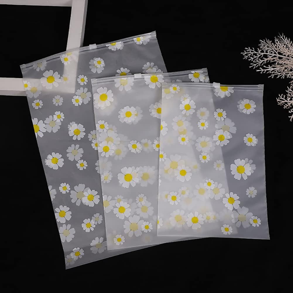 5/20 Stück Gänseblümchen Ziplock Aufbewahrungsbeutel für Kleidung Mattierte Reißverschluss Polybeutel für Reiseverpackung Pullover Hoodies Nähprojekte