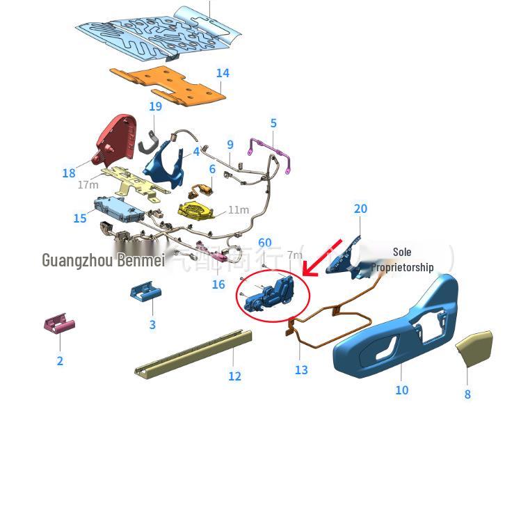 Front Left Seat Control Switch for Zeekr 001 Other