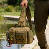 Men Oxford Cloth Sling Bag with Adjustable Widen Straps Fanny Packs Multi-Compartment for Fishing Gear Lure Hooks & Accessories
