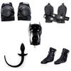 Dog Muzzle Set: K9 Slave Training Suit with Paws and Knee Pads for Male Training.
