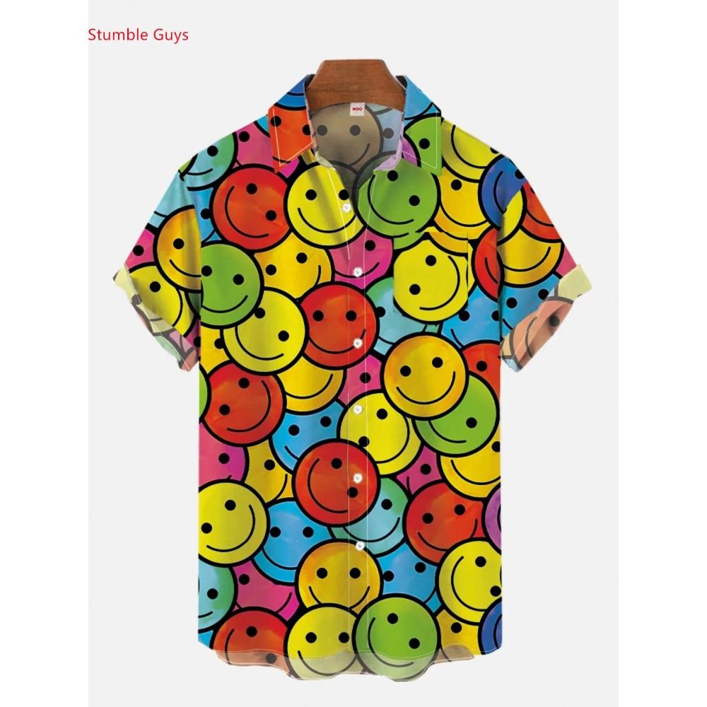 

Men s High Street Graphic Hawaiian Shirt Summer Man Short Sleeve Loose Casual Fashion Street Style Vacation Beach Tops S
