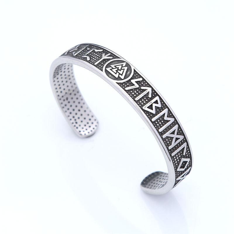Open Odin Rune Letter Stainless Steel Bracelet Vintage Trend Titanium Steel Bracelet Jewelry