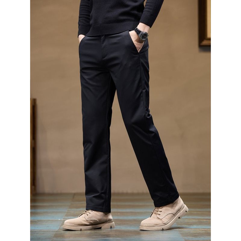 Foreign Trade Surplus Pure Cotton Straight-Leg Business Casual Pants for Men, New Spring and Autumn Style, Loose Fit, Stretchy Workwear Long Pants