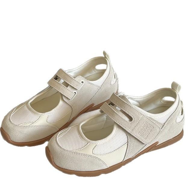 2025 Summer New Korean Version of Color Matching German Training Shoes Women's Soft Sole Breathable Sports Light Casual Mary Jane Single Shoes
