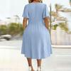 Women Dress Casual V Neck A-Line Maxi Dress Swing Long Dress Plus Size Flowy Beach Sundress for Party Office Daily Wear