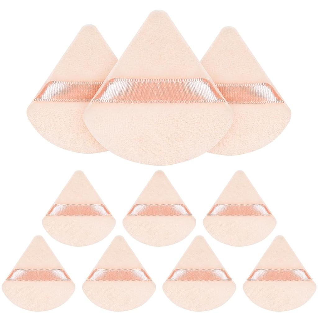 10 Pcs Triangle Powder Puff, Soft Face Powder Puffs Beauty Sponge Makeup Velour Puff Beauty Makeup Tools for Loose Powder and Cosmetic Foundation