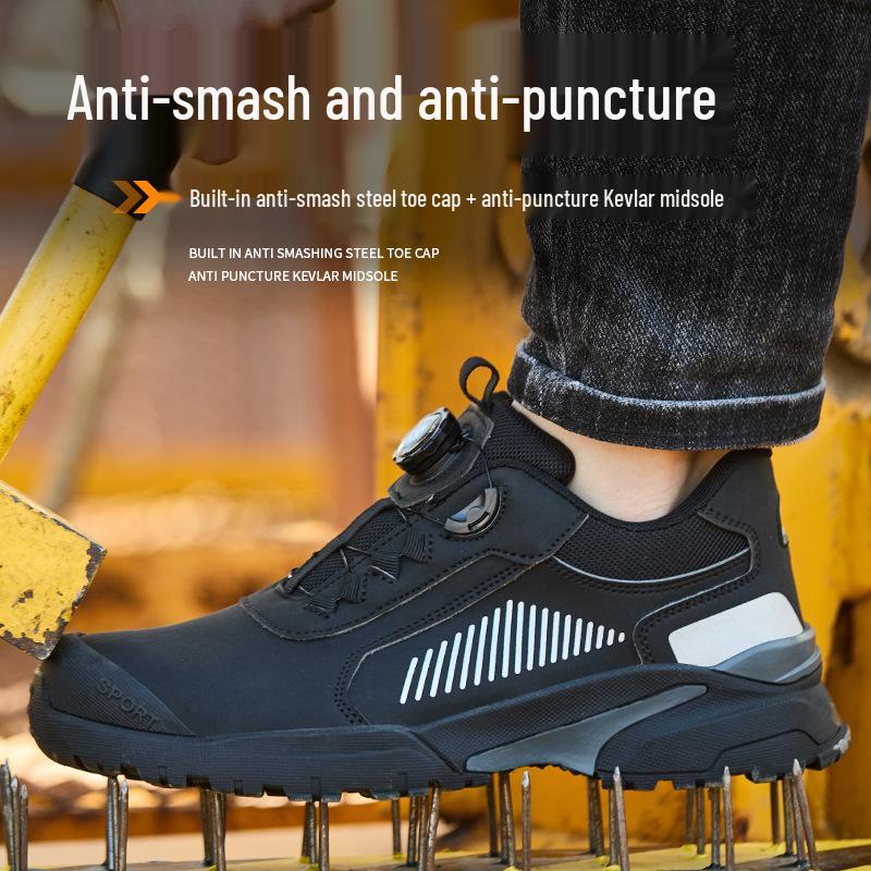 2026 Men's Lightweight Breathable No-Tie Safety Work Shoes: Anti-Smash & Anti-Puncture