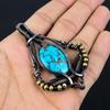Tibetan Turquoise Gemstone Pure Copper Wire Wrapped Designer Handmade Pendant Jewelry For Her