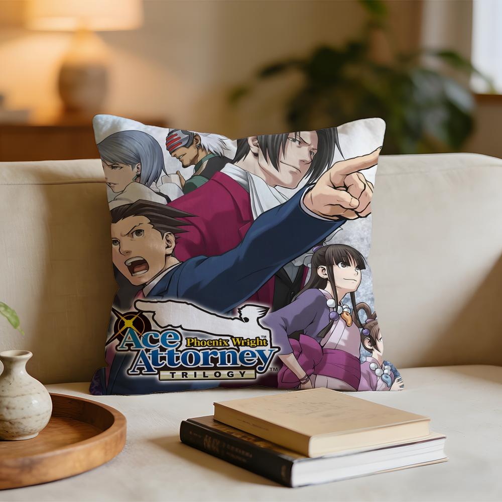 Adventure Game AAce AAttorney Cushion Cover Short Plush Pillowcase for Bed Sofa Carwashable