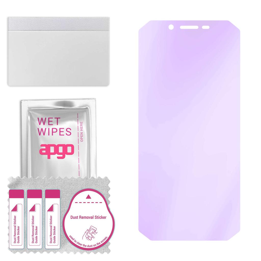 apgo Anti-Blue 9H Hybrid protective glass compatible with Oukitel WP18, flexible nano glass, great replacement for tempered glass, scratch-resistant, 