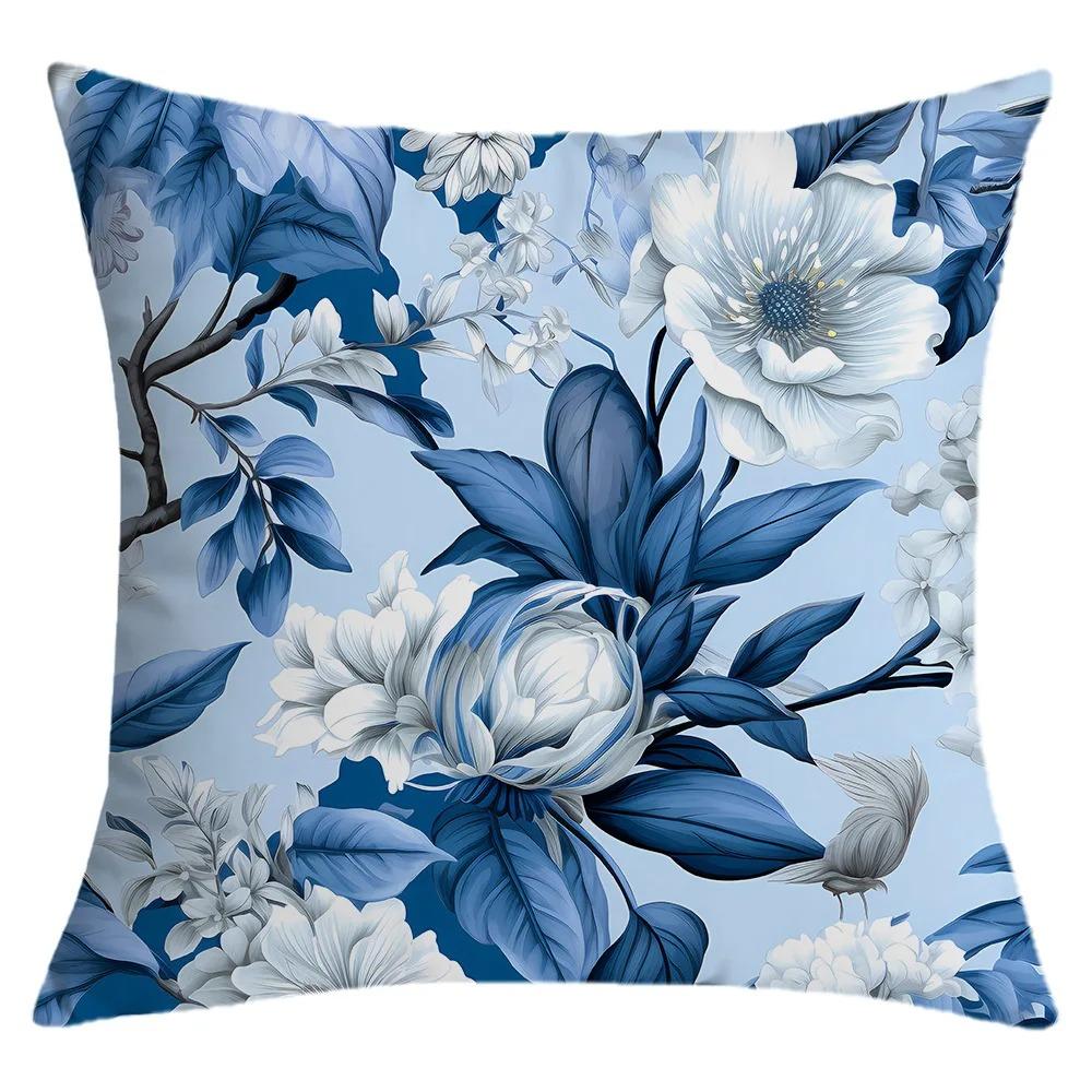 New Chinese Style Home Decoration Pillowcase Style Flower and Bird Pattern Cushion Cover Bedroom Living Room Sofa Pillow