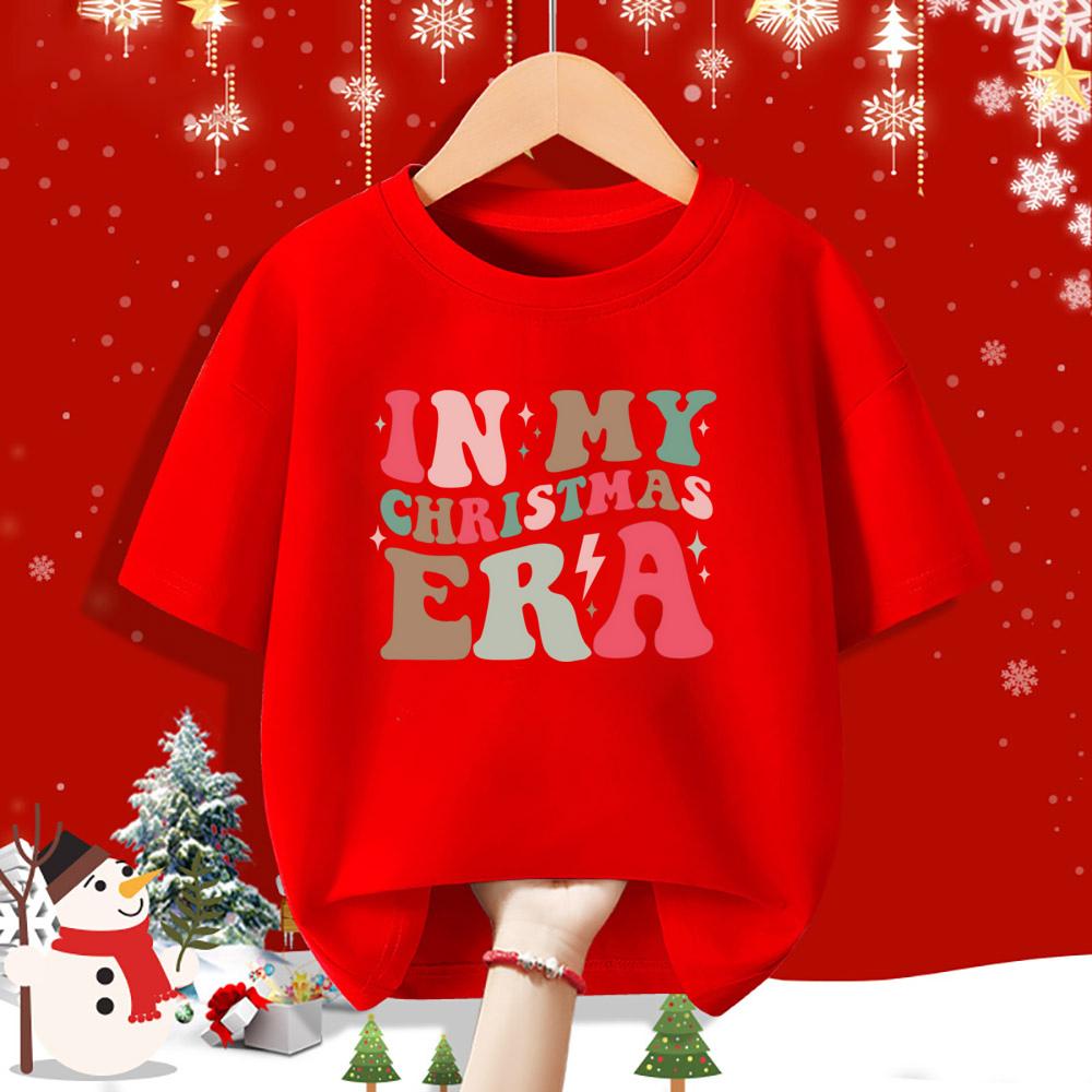 In My Christmas Era Print Kid T-shirt Casual Short Sleeve Round Neck Child Tees Shirt Christmas Day Holiday Childs Clothes