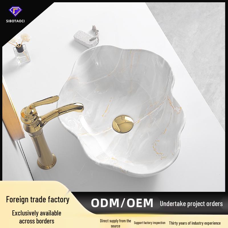 Tengxiang Ivory White Ceramic Marble Countertop Single Hole Top-Mount Sink