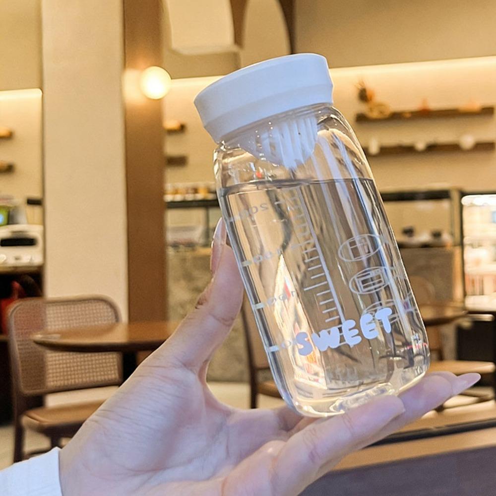 

New 300ml Summer Pocket Water Cap with Tea Strainer Transparent Student Tea Cup with Measuring Plastic Water Bottle белый