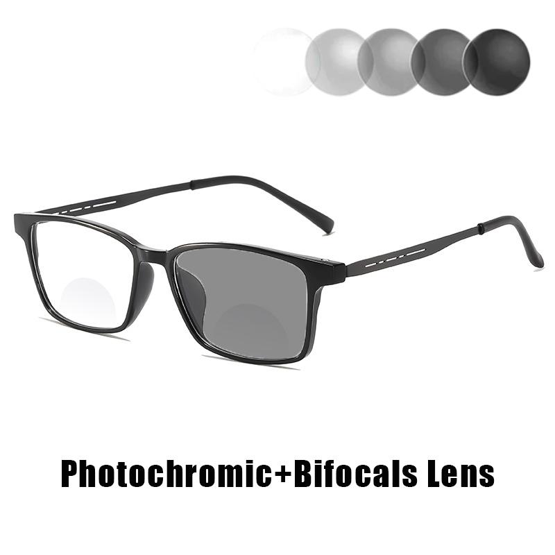 

Ultra-Lightweight Men s Photochromic Bifocals Presbyopia Glasses Outdoor UV-Protective Blue Light Blocking Business Glasses +1.5