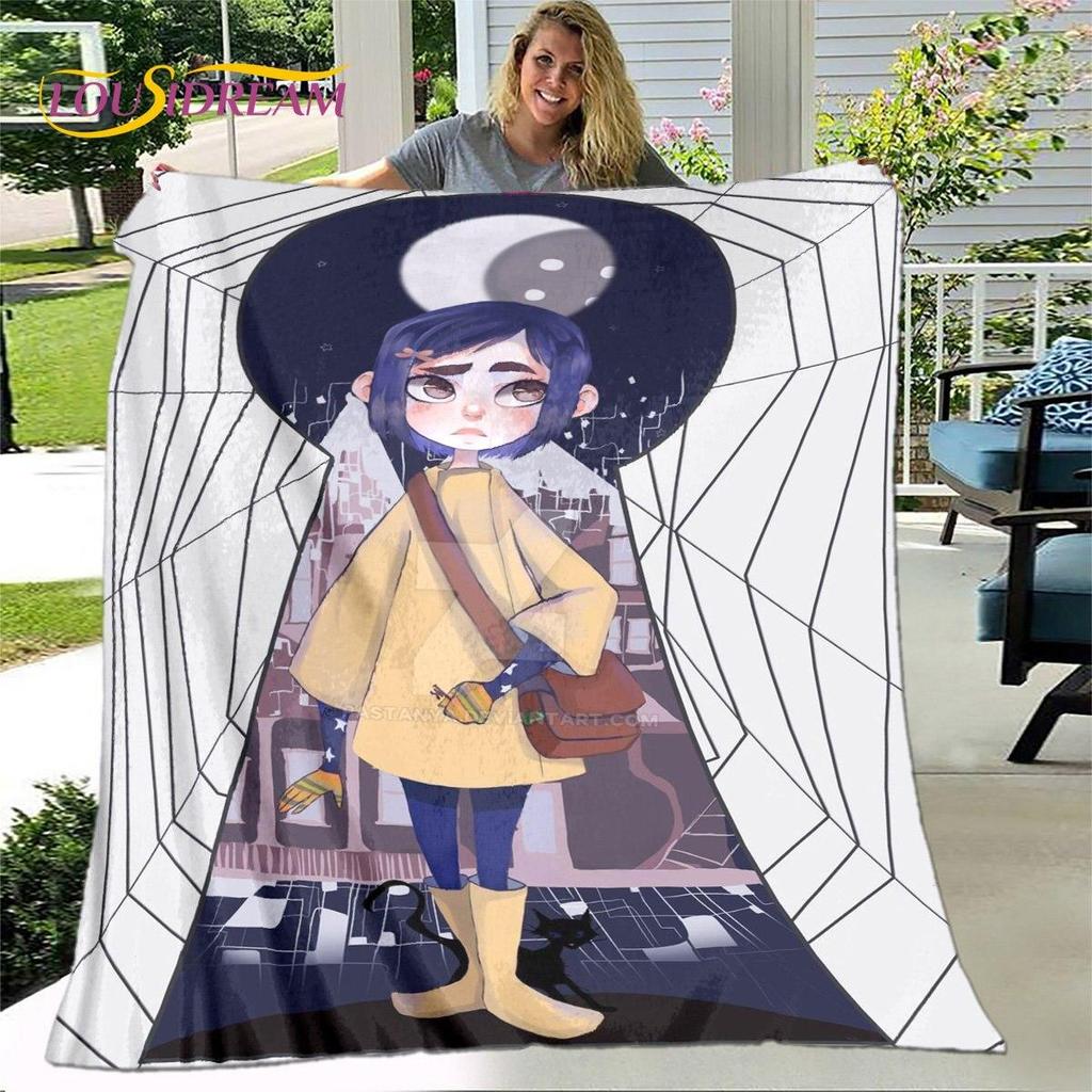 Coperta 3D Cartone Animato Coraline, Coperta in Flanella Coperta da Divano, Coperta Calda per Bambini per Casa Soggiorno Camera da Letto Letti Divano Ufficio