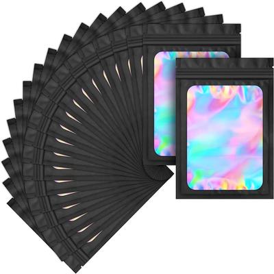 100 ks holografických úložných sáčků, uzavíratelné sáčky odolné proti zápachu pro skladování malých předmětů, vhodné pro šperky, vzorky a výtvarné potřeby