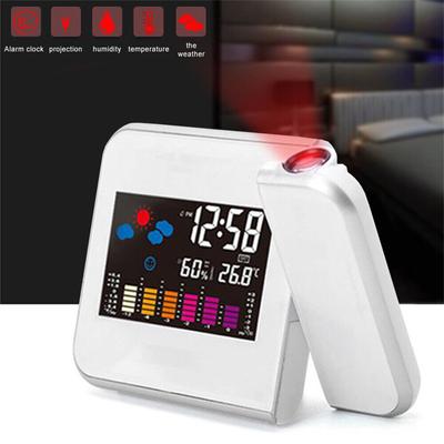 Projection Alarm Clock 180 Degree Rotable Weather Station Thermometer Temperature Humidity Monitor With Snooze Function