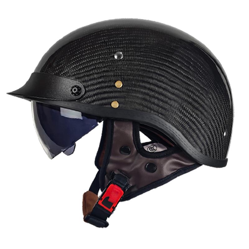 RTS Carbon Fiber Helmet Sample Factory Direct Sale Retro Carbon Fiber Half-Face Motorcycle Helmet Featuring Dot/3C Certification M