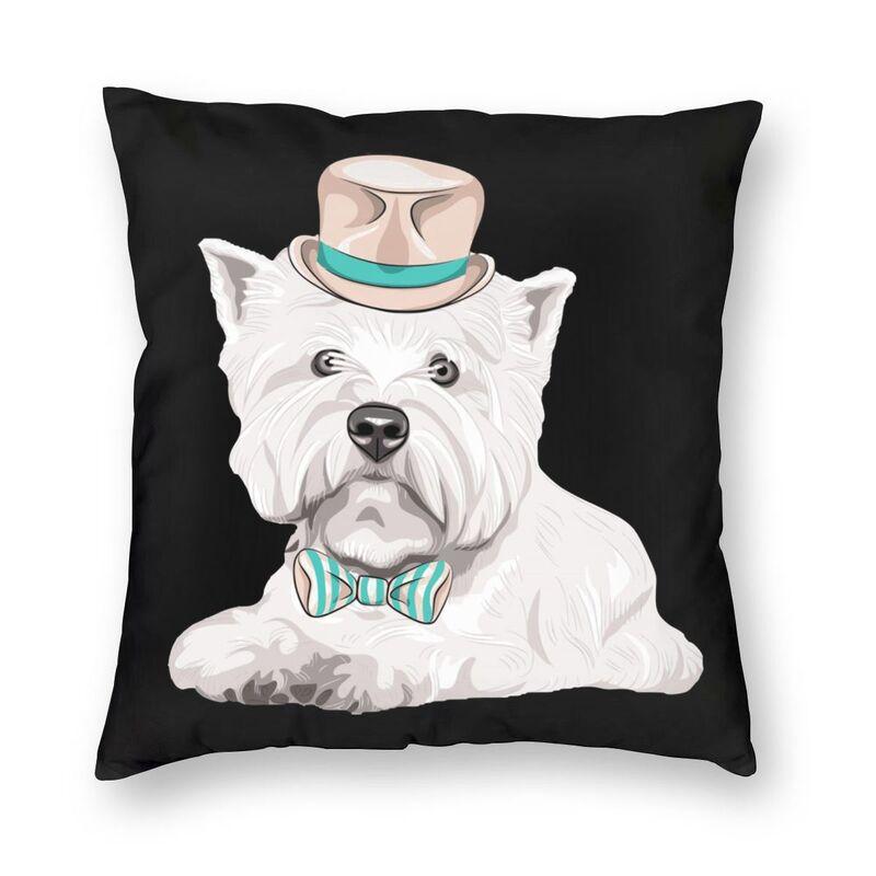 

Custom Westie Lovers Square Pillow Cover Home Decorative 3D Printing West Highland Terrier Dog Cushion Cover for Living Room