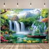 1 piece of 2D flat banner featuring a charming waterfall and lake scenery backdrop for animal photography of durable quality