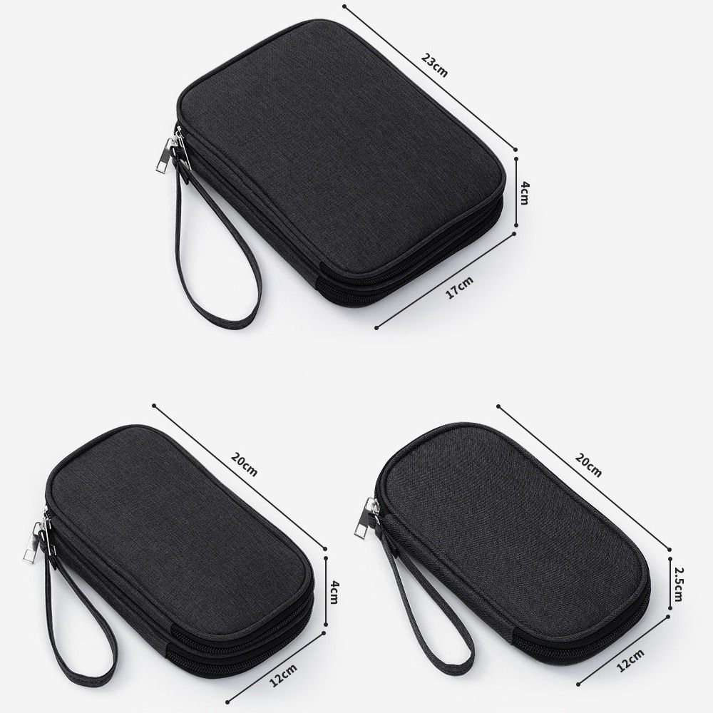 Portable Double Layer Digital Storage Pouch Travel Headphone Data Cable Storage Bag Solid Color Waterproof Travel Cable Bag