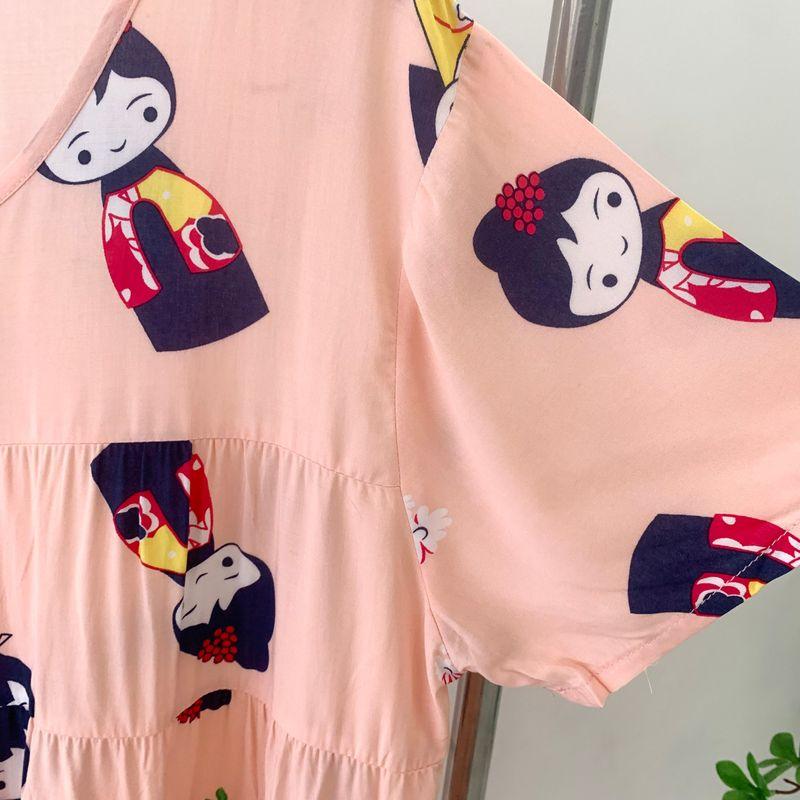 Summer Pajamas Women's Cotton Silk Short Sleeve Shorts Homewear Two-piece Set Little Girl Artificial Cotton Plus Size Pajamas Suit