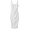 Elegant Dress for Women French White Sleeveless Square Neck Bodycon Dress with Pleats