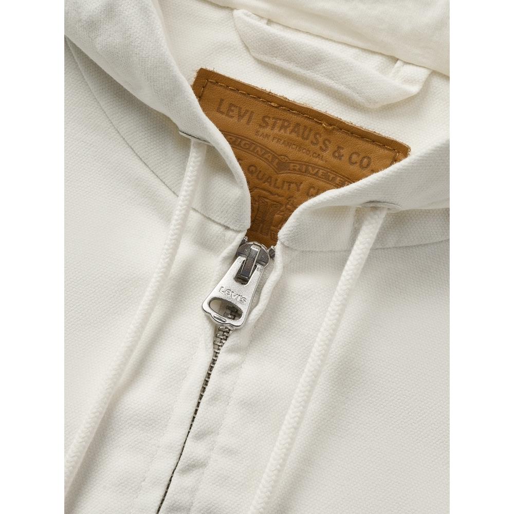 Levis Casual Comfortable Loose Solid Color Hooded Long Sleeve Denim Jacket Men jackets White 003L7-0000