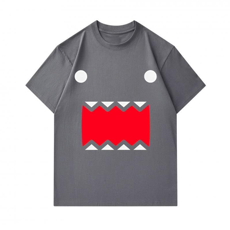 Men's 100% Cotton Short Sleeve O-Neck T-Shirt, Cute Cartoon Big Mouth Monster Print Casual Soft Breathable Tee for Daily Wear Summer Basic Loose Fit T