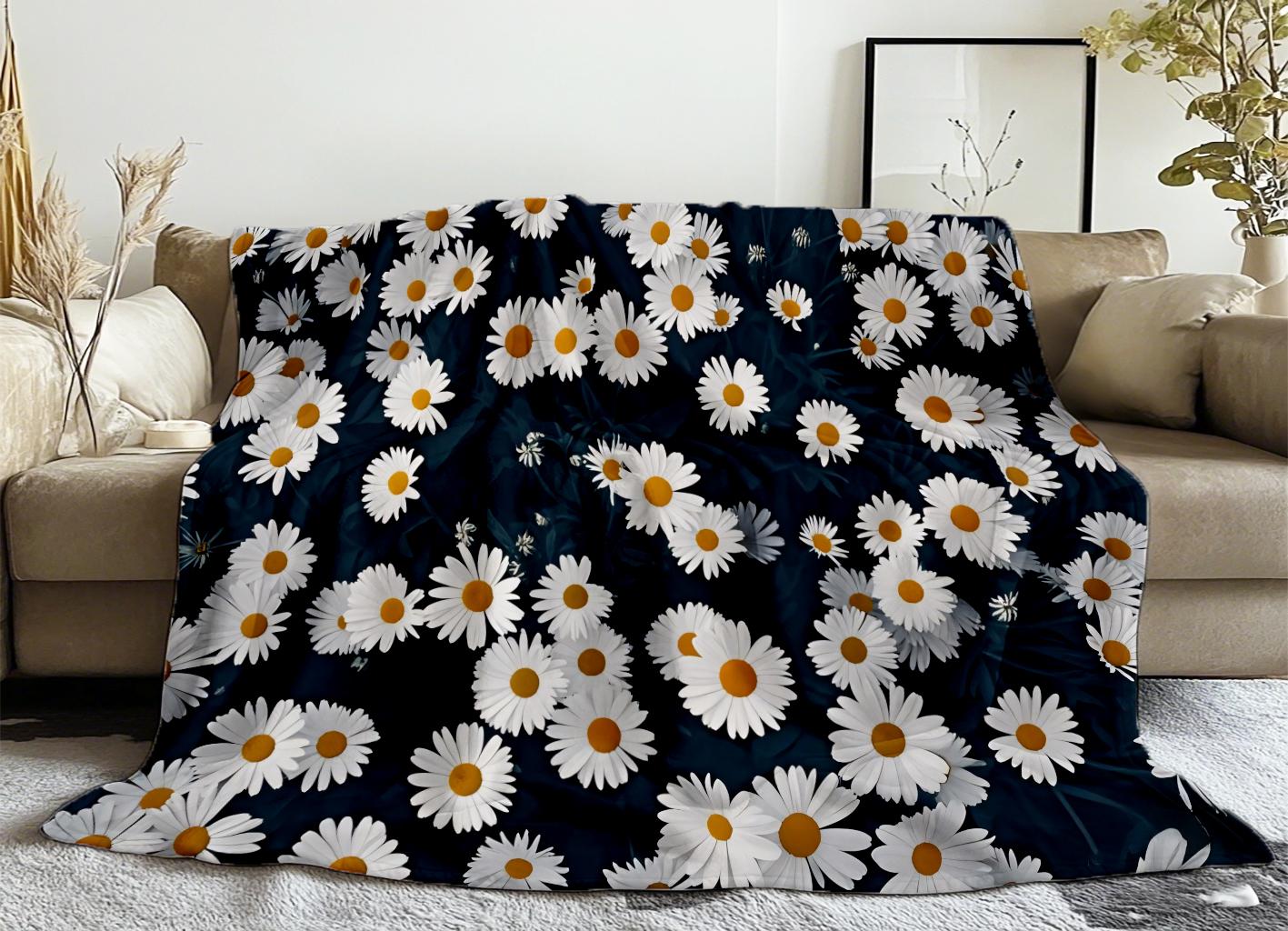 

130×150cm Daisy of the Dark Night Thin Printed Blanket Camping Throw Bed Sofa Office Air Conditioning Soft Leisure 130x150cm