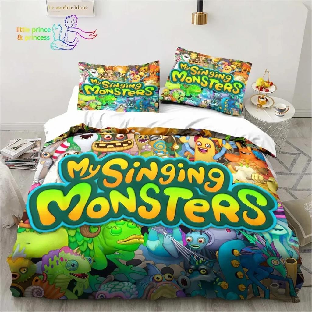 My Singing Monsters Video Game Cartoon Bedding Set Single Twin Full Queen King Size Bed Set Adult Kid Bedroom Bedding Gift
