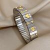 AENSOA Vintage Elastizität Edelstahl Armreifen Armband für Damen Klassisch Herz Quadrat Verstellbares Armband Wasserdichter Armreif