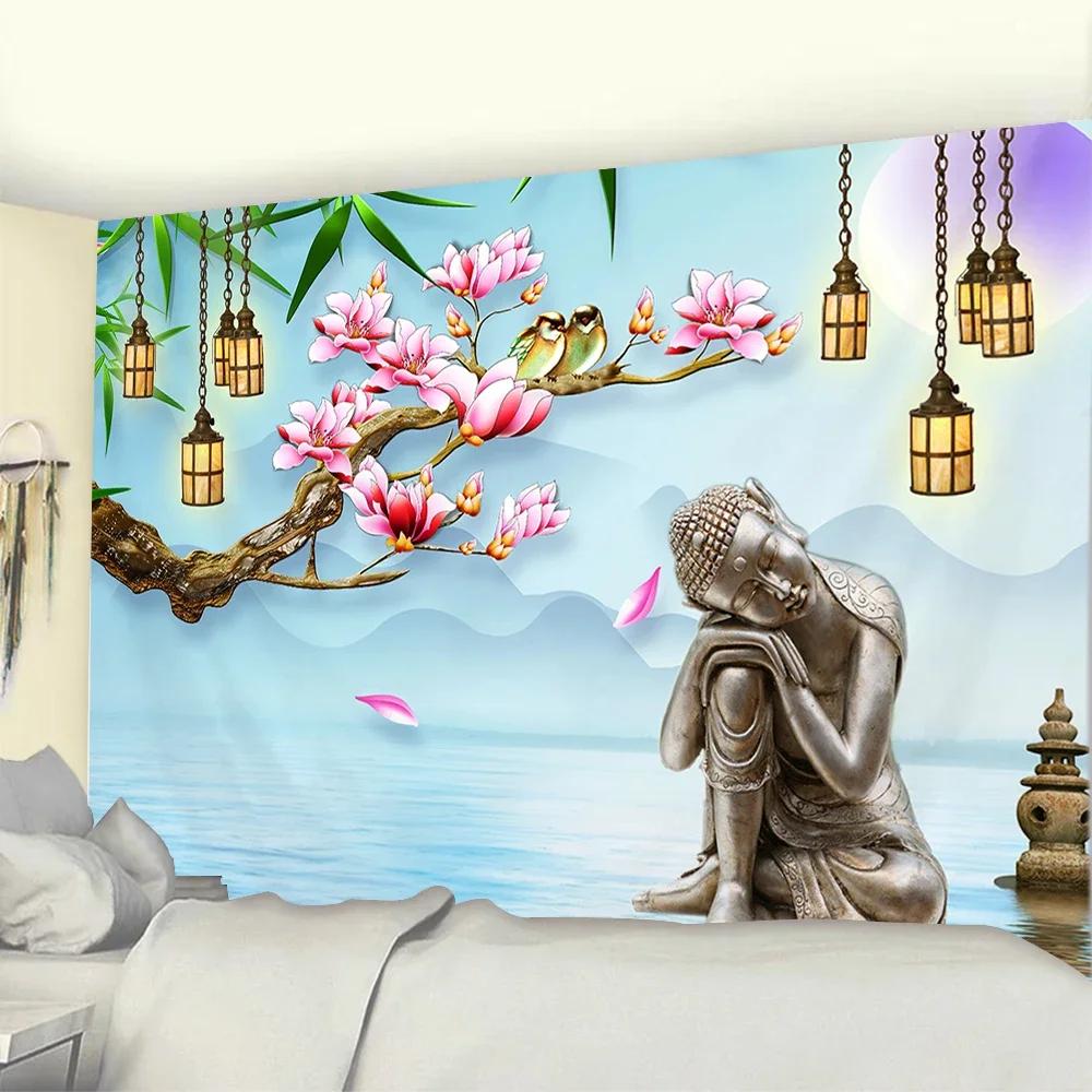 Tapiserie cu statuie lui Buddha, cuvertură de pat, agățată pe perete, covoraș de plajă boem, fete de masă, decor pentru dormitor