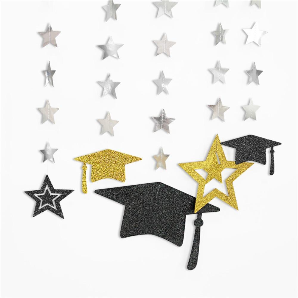 13pcs Golden Graduation Banner Decorations 2026 Congrats Grad College Graduation Party Garlands Decoration Cap Streamer Kit Supply