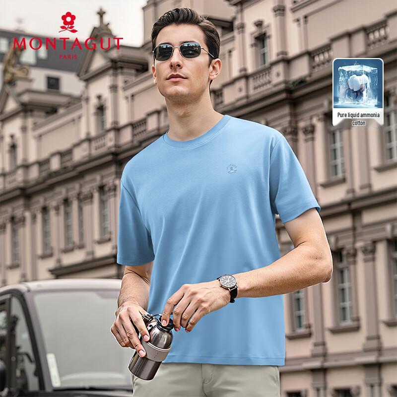 MONTAGUT Men s Summer Embroidered 100% Cotton T-Shirt L