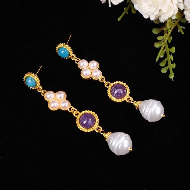 Elegant Geometric Pearl Necklace & Earring Set - Luxurious High-End Clavicle Chain for Women
