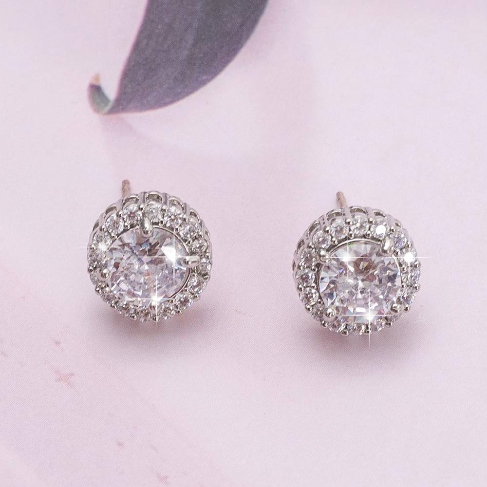 Korean Style Geometric Zircon Stud Earrings for Weddings and Parties