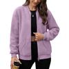 Women's Fashionable Solid Color Long Sleeved Zipper Jacket, Baseball Stand Up Collar Pocket Casual Jacket