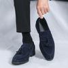 Men's Plus Size Matte Leather Tassel Loafers: Pointed Toe Business Casual Dress Shoes