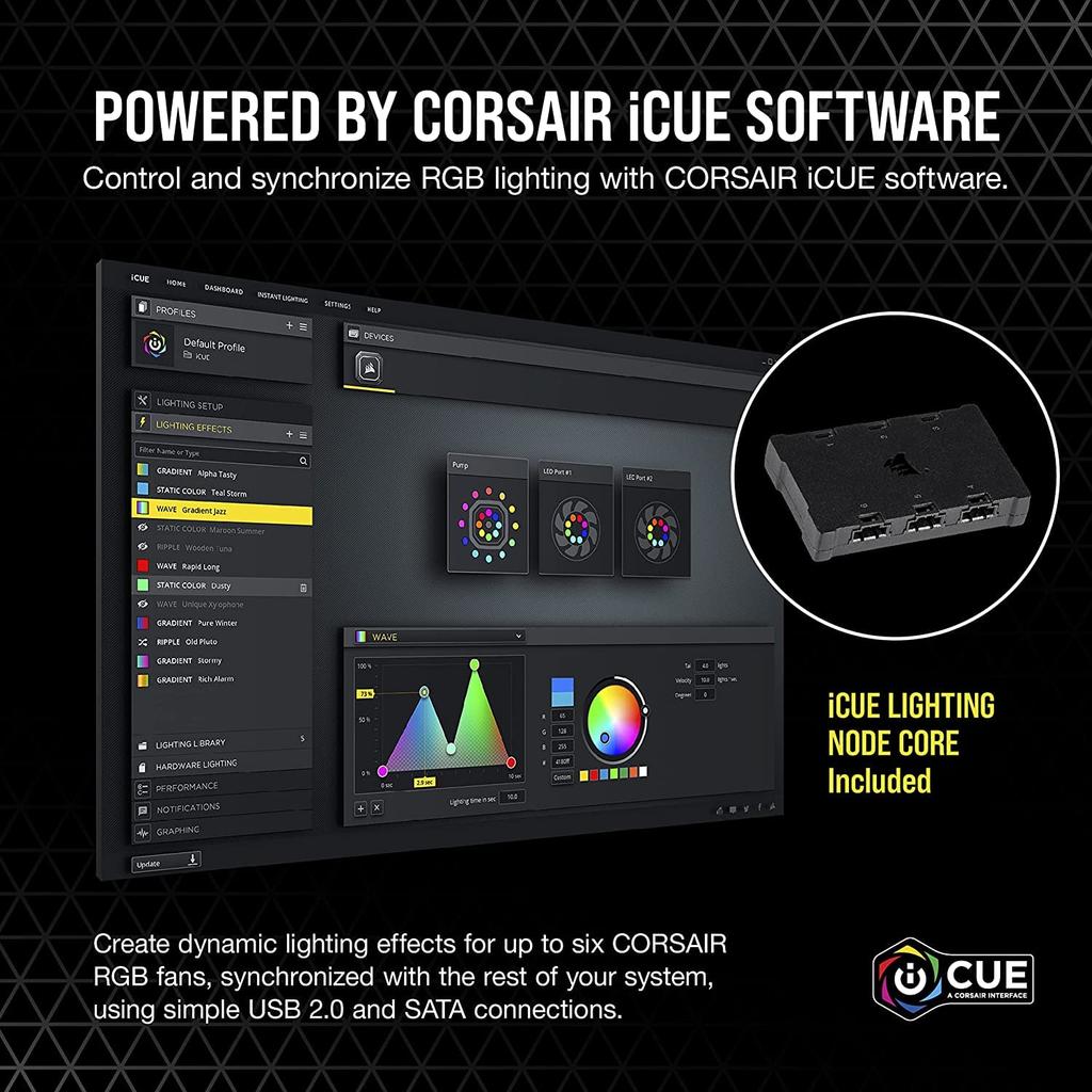 Corsair Wentylator ML140 RGB 140 mm Maglev RGB z 2 sztukami Node CORE ELITE, AirGuide, (Oświetlenie w zestawie) CO-9050115-WW